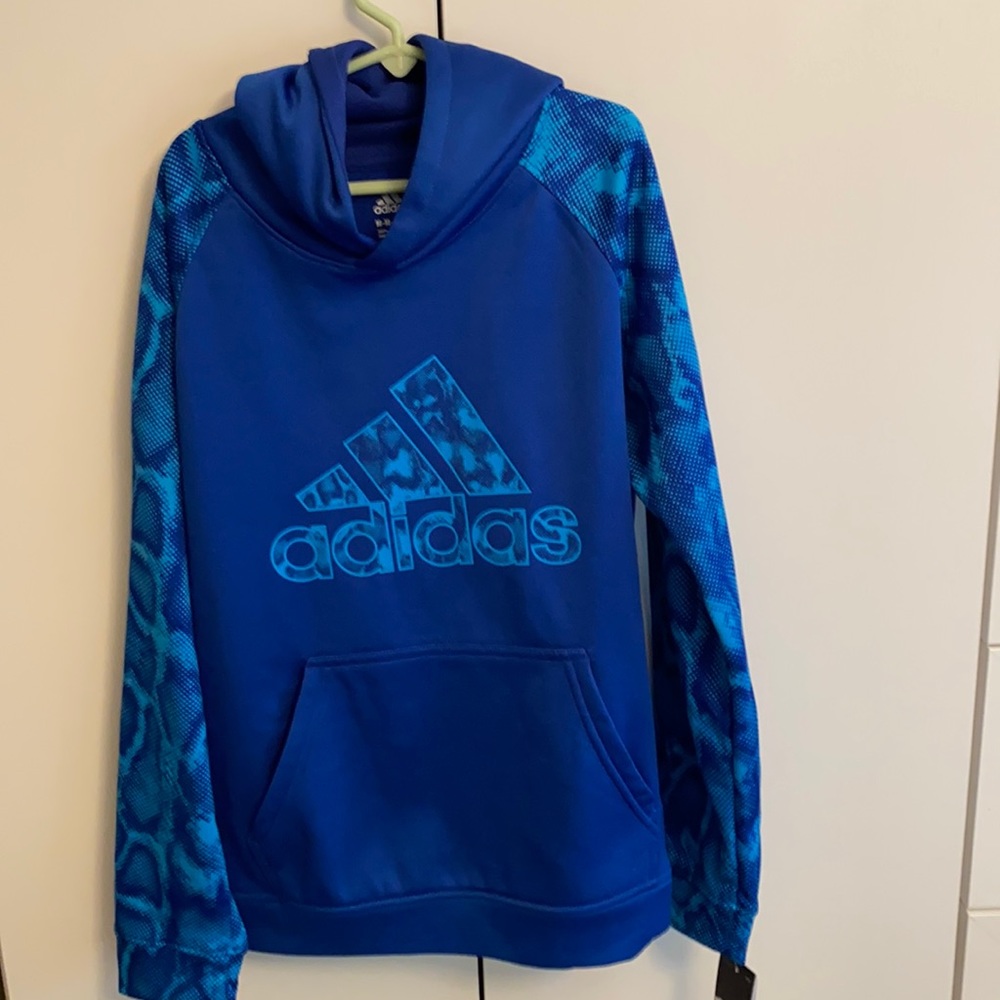 Blue and light blue adidas sweatshirt hoody